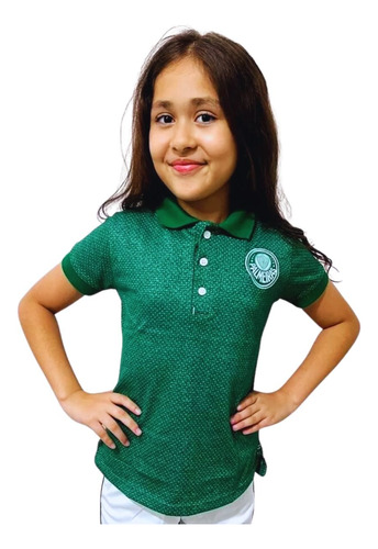 Polo Palmeiras Infantil Juvenil Feminina Verde Oficial