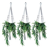   Kit 3 Suporte Decorativo P/plantas Macrame Hanger 75cm Cru