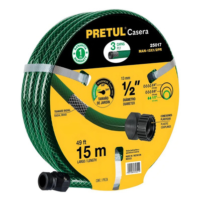 Manguera 1\u002F2, Reforzada 3 Capas, 15m, Pretul 25017 Color Verde oscuro | MercadoLibre