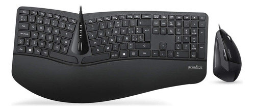 Mouse/teclado Ergonomico Dividido Por Cable | Negro / Per...