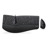 Mouse/teclado Ergonomico Dividido Por Cable | Negro / Per...