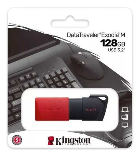Pendrive Kingston Data Traveler Usb 3.2 128gb Exodia M Rojo
