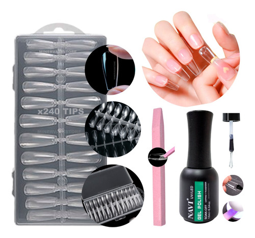 Kit Tips Uñas Soft Gel X240u Kapping Gel Navi, Lima Obelisco