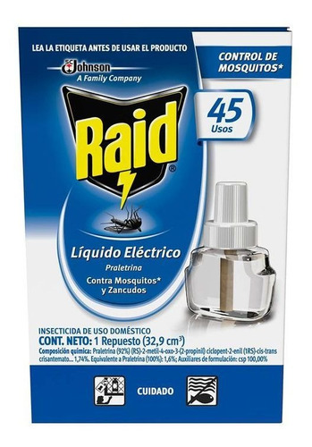 Insecticida Raid Electrico Liquido 32.9 Ml Repuesto