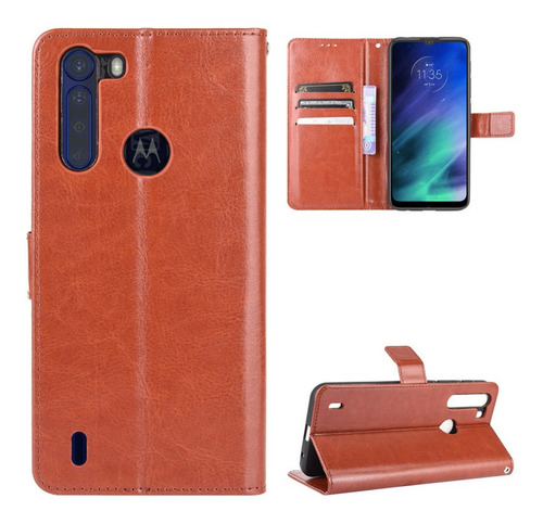 Funda Cuero Para Motorola One Fusion Estilo De Negocio Flip