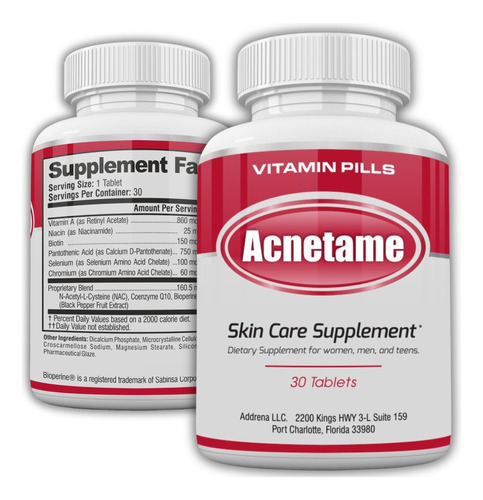 Acnetame Pastillas Para El Acne 30 Dias - Suplementos Para E