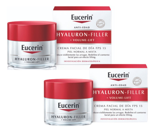 Combo X2 Crema Eucerin Día Hyaluron Filler +vol Lift 50ml