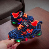 Zapatos Deportivos Transpirables Spider-man Con Luz Led