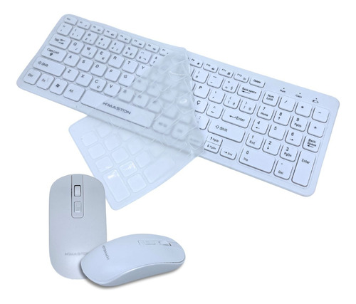 Kit Teclado E Mouse Sem Fio Wireless Branco Óptico 2.4ghz