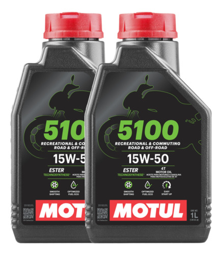 Aceite Moto 4t 5100 15w50 Semi Sintetico Motul 2 Litros