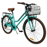 Bicicleta Vintage Menta Retro 7vel, 26r Canasta Frenos 