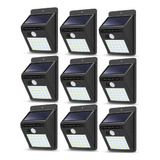 Pack 9 Focos Led Solares Exteriores Con Sensor De Luz