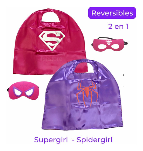 Capas Más Antifaz Superhéroes- Niños O Niñas. Variedad