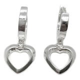 Aros Argollas Corazones Colgantes Plata 925