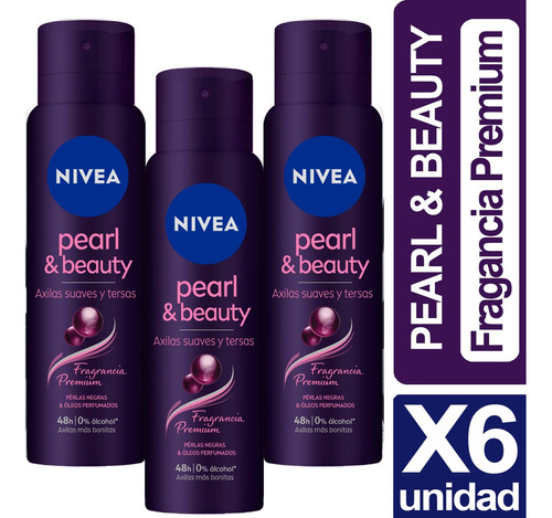 Desodorante Nivea Pearl & Beauty Black Pack X6 Unid