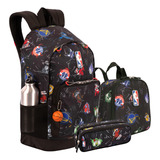 Kit Mochila Lancheira Estojo Nba Original Escolar Masculina