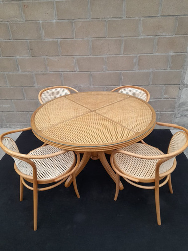 Anitgua Mesa Thonet Original Circular Esterilla Comedor 