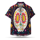 Camisa Hawaiana Unisex Retro Del Día Muertos Con Calavera Ou