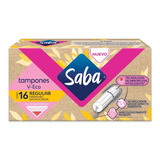 Saba Tampón Regular V-eco Flujo Moderado Sin/aplicador 16pzs