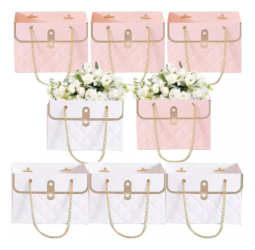 Bolsa De Regalo Rectangular Con Forma De Caja De Flores 8pcs