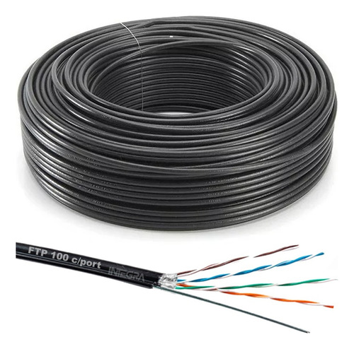 Rollo Cable 100m Ftp Portante Cat 5e Exterior 100% Cobre Utp