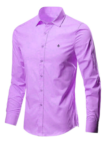 Camisa Social Dudalina Blusão Slim Elastano Liso