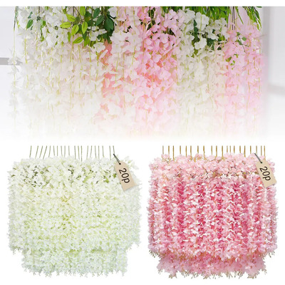 40 Pzs Flores Artificiales Colgantes Wisteria 60 Cm con Cincho, Guirnaldas de Glicina Decorativas para Boda, Hogar, Fiesta, Jardín, Techo, Arco y Eventos, Adornos Florales Decoración Rosa Blanco | MercadoLibre