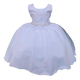 Vestido Infantil Branco Renda Tule Com Brilho Damas Luxo