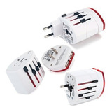 Adaptador Viajero 2 Usb Enchufe Universal Viajes 110/220