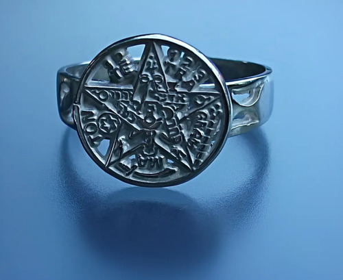 Anillo Tetragramaton Pentagramas Para Damas En Plataley.925