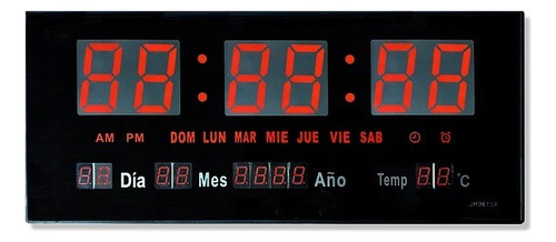 Reloj Digital De Pared Con Pantalla Led Modelo 3615 Estructura Negro