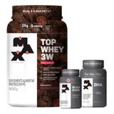 Combo Top Whey 3w 900g + Bcaa + Zma Grátis 