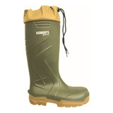 Bota Ecoboots Bracol Pu  Verde/bege Cano Longo Com Polaina