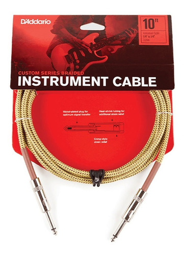 Cable De Instrumentos Daddario Bg-10 3mts Trenzado En Cuot