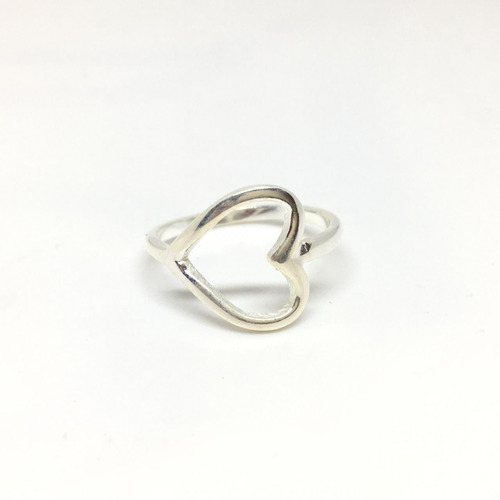 Anillo Corazón Acostado Horizontal Calado Plata