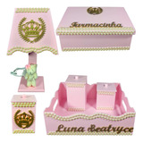 Conjunto Farmacinha Quarto Bebe Mdf + Nome - Menino E Menina