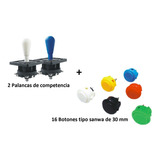 2 Palancas De Competencia + 16 Botones Tipo Sanwa De 30 Mm