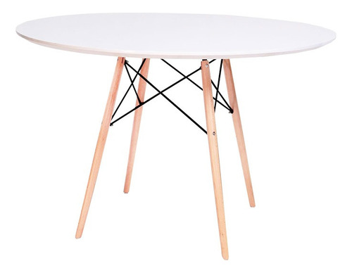 Mesa Redonda De Comedor Madera 100cm Eames Blanca Excelente