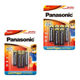 12 Pilhas Baterias (06 Aaa + 06 Aa) Panasonic Kit 2 Cartelas
