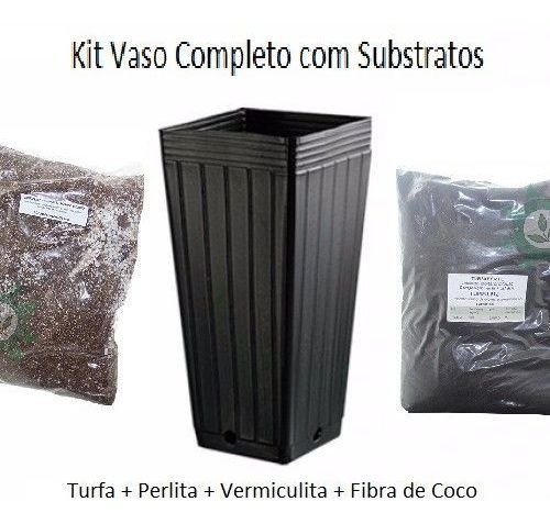 Kit Vaso 7 L + Turfa Perlita Vermiculita Coco Planta Muda