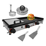 Kit Chapa 70x30 Inox 3mm Lanches Gourmet Artesanal Porção 