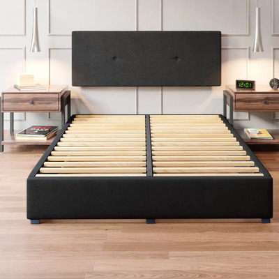 Cama Recamara Base Box Cabecera Urban Lino Negro King Size Negro | Meses sin interés