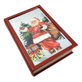 Caixa Livro Espelhada Natalina Papai Noel 30x21x7cm - Vm