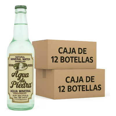 Agua Mineral Agua De Piedra De Mesa Con Gas 650 Ml Pack 24