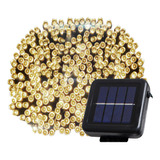 Luces Solares Navidad Guirnalda 200 Led Cálidas Estaca 20mt