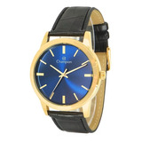 Relogio Champion Masculino Dourado Pulseira Couro Minimalist