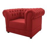 Poltrona Cadeira Decorativa Chesterfield Corano Vermelho Rec