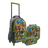 Kit Mochila Infantil Escolar Rodinha Costas Gamecraft