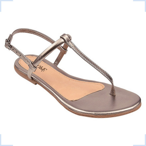 Sandalia Prata Feminina Rasteira Basica Flat Tamanho 41 42