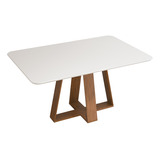 Mesa De Jantar Nápoles 4 Lugares 120x90cm Tampo Vidro E Mdf